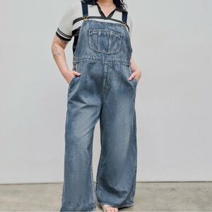 Cider Blue Denim Wide Leg Overalls Size 2X